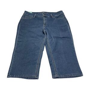 Riders By Lee Capri Pants Women's 18 Blue Cotton Stretch 5-Pockets Mid-Rise